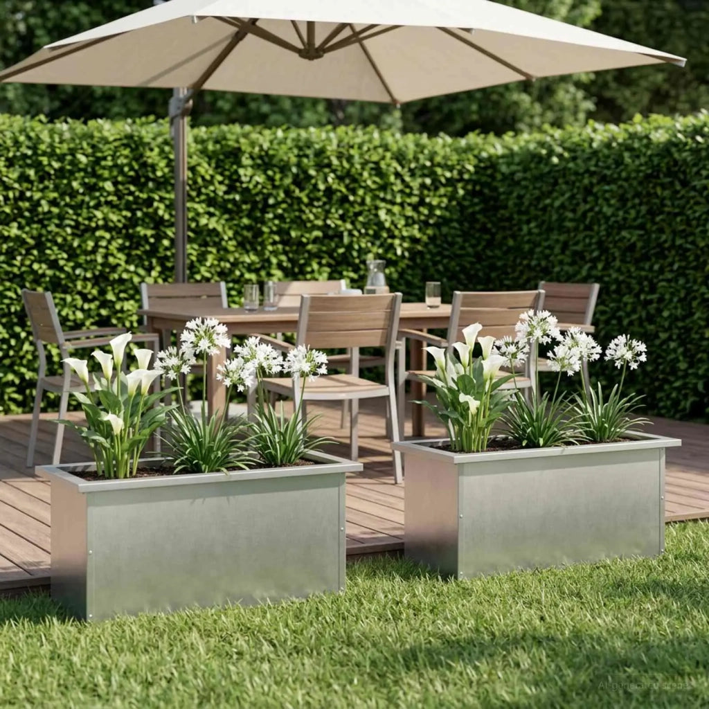 Fioriera da giardino con LED 2 pz Argento 30 x 60 x 30 cm 8008093