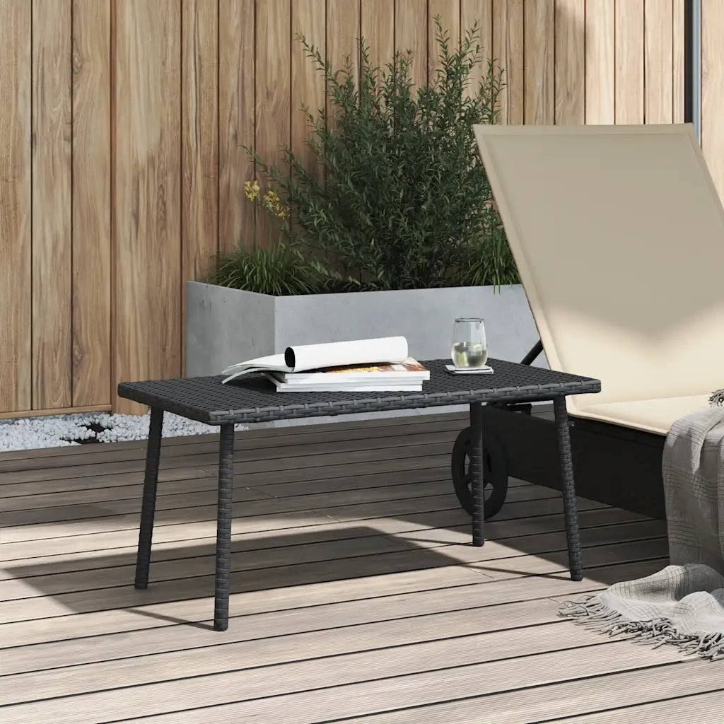 Tavolino da Giardino | Tavolino da esterno Rettangolare Nero 80x40x37 cm Polyrattan