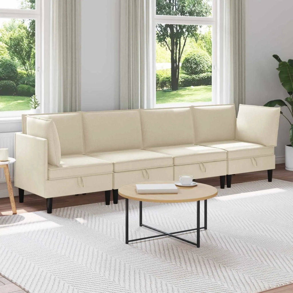 Set di mobili per il soggiorno 4 pcs Crema Tessuto 3413779