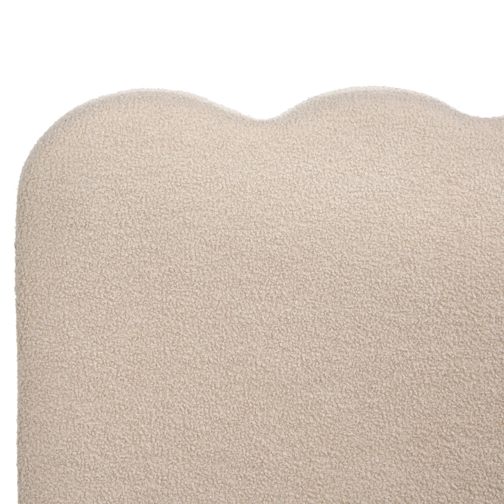 Letto in bouclé imbottito color beige 120 x 200 cm contenitore elevabile con testiera e rete a doghe