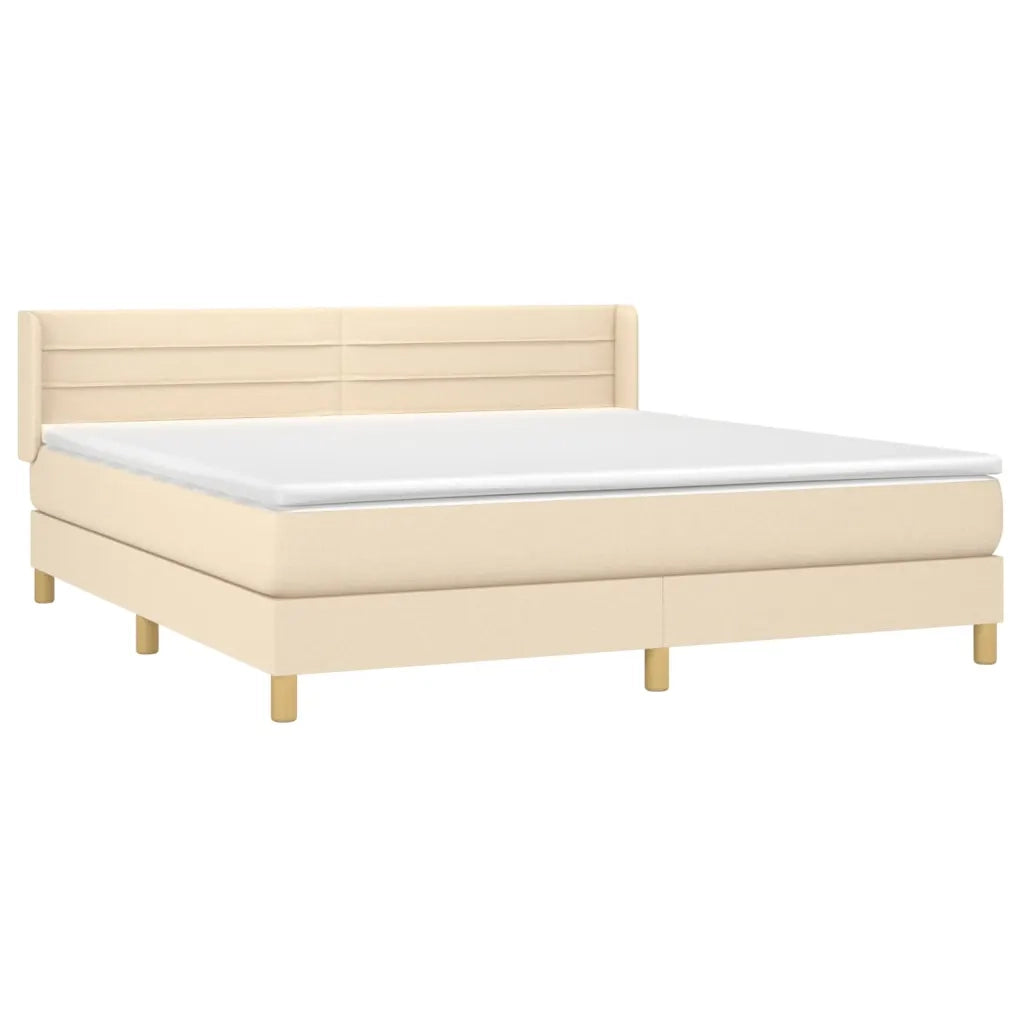Giroletto a Molle con Materasso Crema 180x200 cm in Tessuto