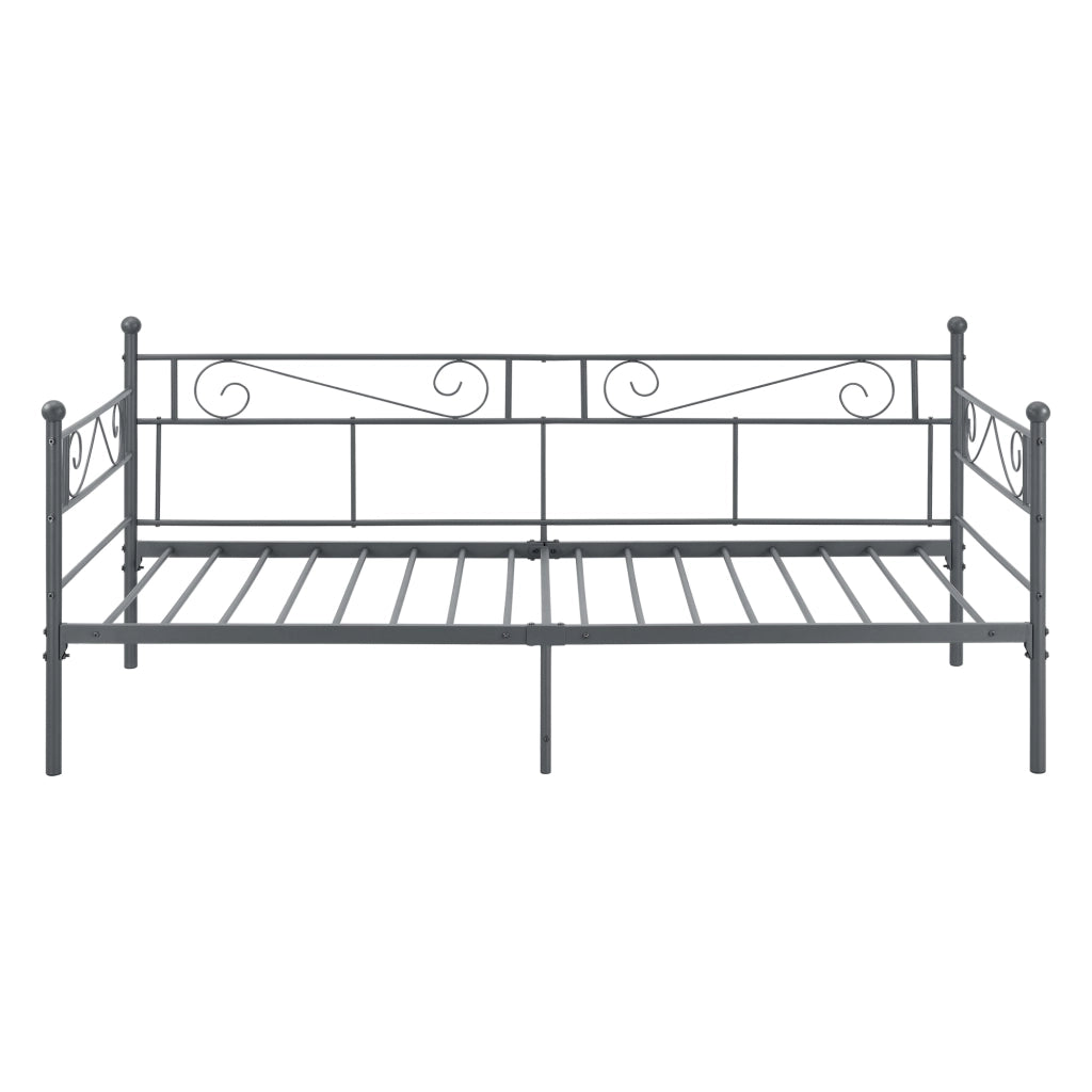 Struttura Divano Kerava in Acciaio Letto Singolo 90 x 200 cm - Grigio Scuro Opaco [en.casa]