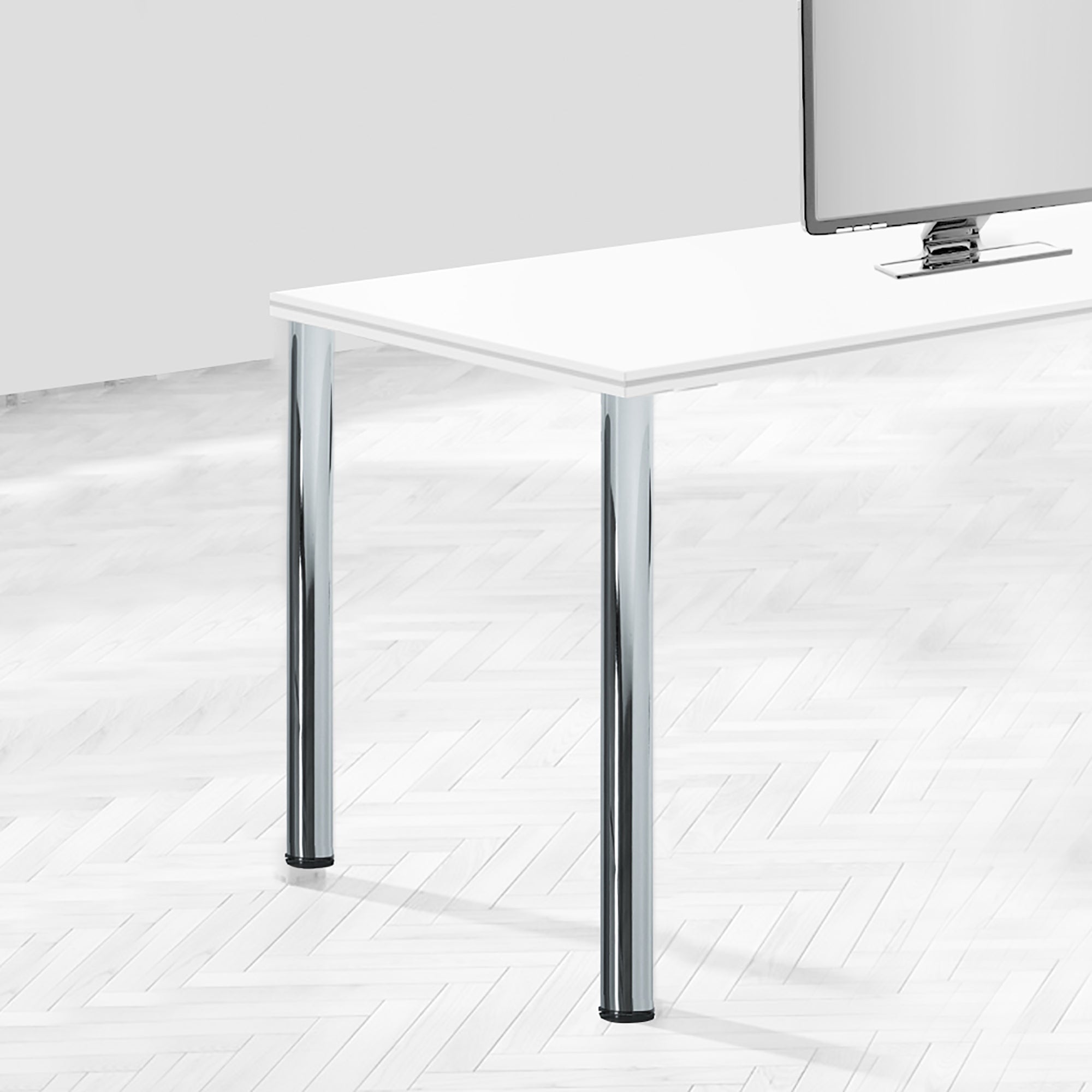 Gambe per Tavola Ø60 mm di Acciaio Nichel Satinato Acciaio Emuca