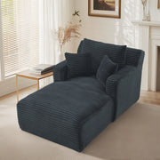 Chaise longue in velluto a coste grigio scuro, senza montaggio