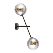 Applique 2 Luci Yama In Acciao Nero Con Bracci Regolabili E Vetro Fumè