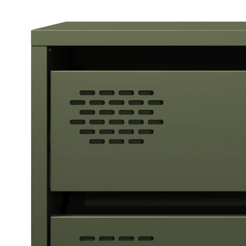 Credenza Verde Oliva 68x39x58,5 cm in Acciaio Laminato a Freddo