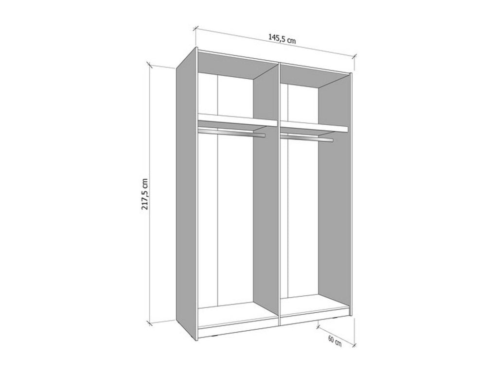 Armadio Camera da Letto Vialone, Guardaroba Grande Appendiabiti, 145.5x217.5h cm Bianco Crema