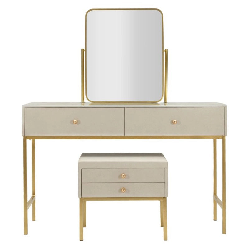 Toletta Luxury Con Specchio E Sgabello cm 120x45x75-50x4x60-50x40x45