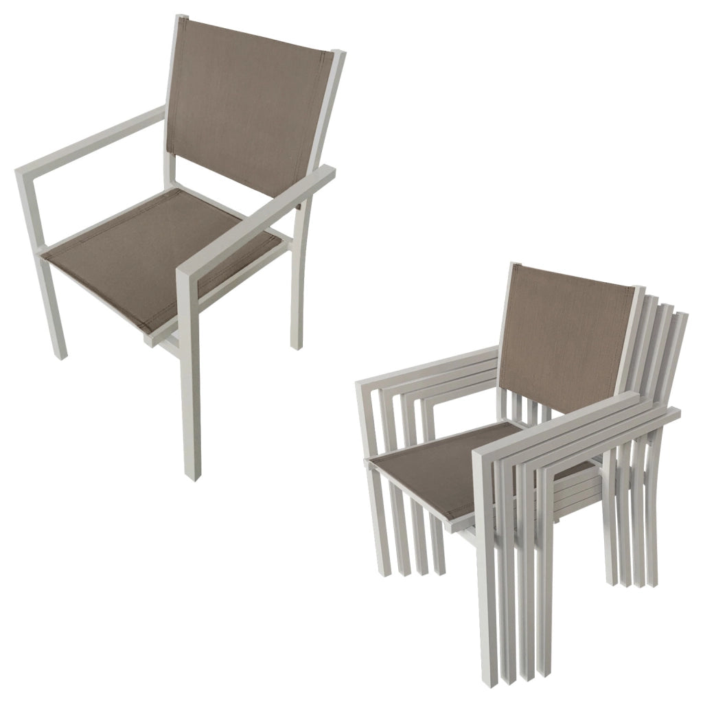 CAGLIARISet di mobili da giardino in textilene taupe 8 posti - alluminio taupe
