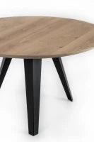 E-STYLO Tavolo fisso con top impiallaciato rovere naturale e gambe in metallo, Diam 130cm H. 76cm.