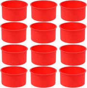 12 pezzi di forma per torta in silicone, forma rotonda per torta, piatto antiaderente per torta da 4 pollici, forma per torta in silicone per cottura in forno (rosso, 4 pollici)