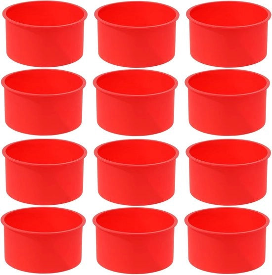 12 pezzi di forma per torta in silicone, forma rotonda per torta, piatto antiaderente per torta da 4 pollici, forma per torta in silicone per cottura in forno (rosso, 4 pollici)