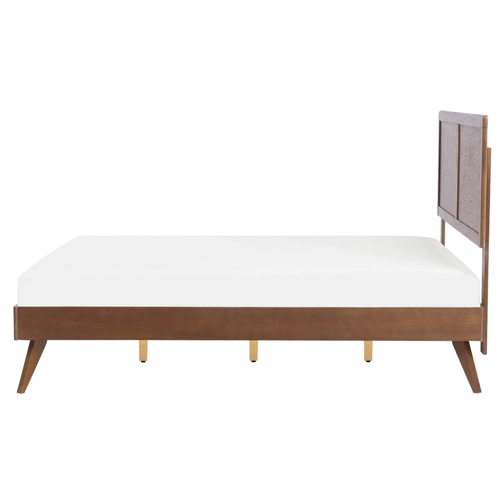 Letto 160 x 200 cm in frassino scuro con rete a doghe e testiera alta