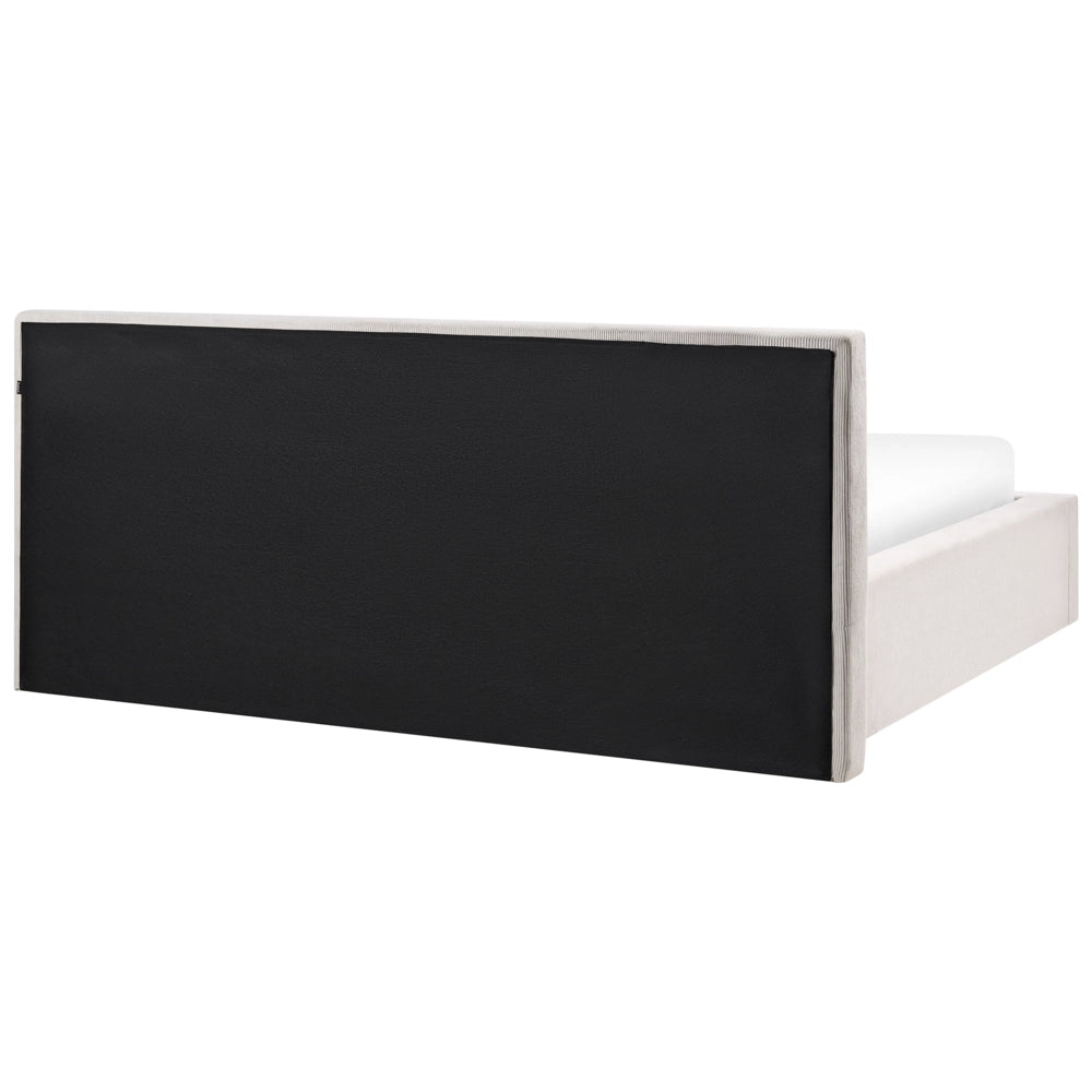 Letto imbottito in velluto a coste 180 x 200 cm con contenitore beige chiaro design moderno