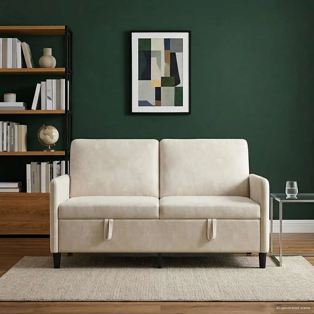 Divano con Storage Crema 152 x 78 x 87 cm Poliestere 42036941