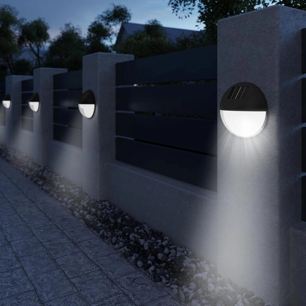 Lampada Solare da Esterno Set di 6 LED Resistenti IP65 Sensore Crepuscolare Giardino Parete Balcone Luci Solari