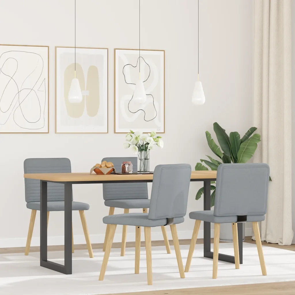 Sedie da Pranzo 4 pz | Sedie da cucina Grigio Chiaro in Tessuto