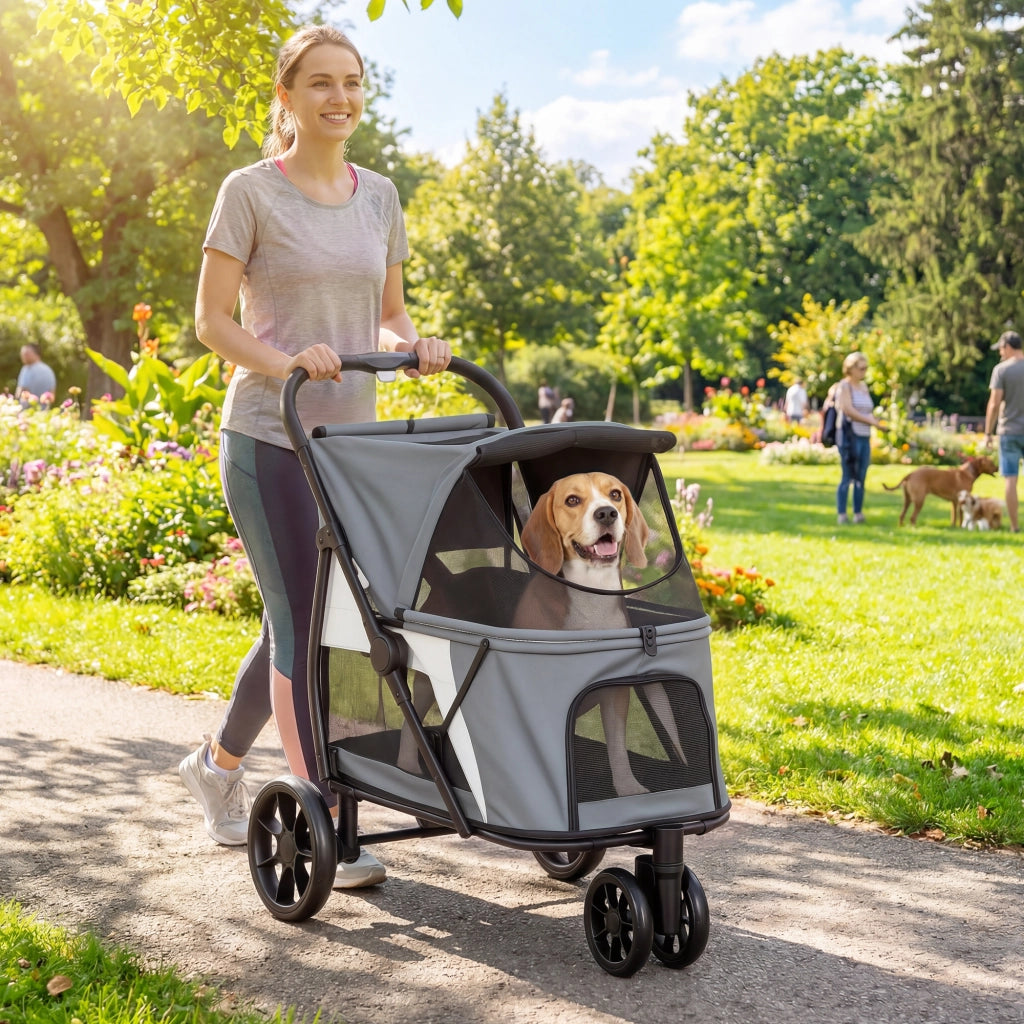 Carrello per Cani Pieghevole ¨C Zephmum ¨C Grigio