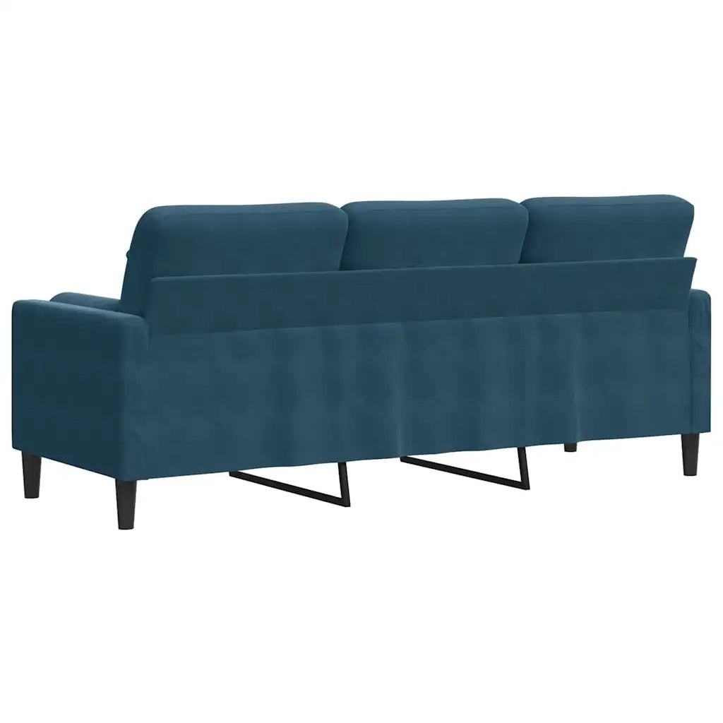 Divano a 3 Posti con Cuscini Blu 180 cm in Velluto 3278238