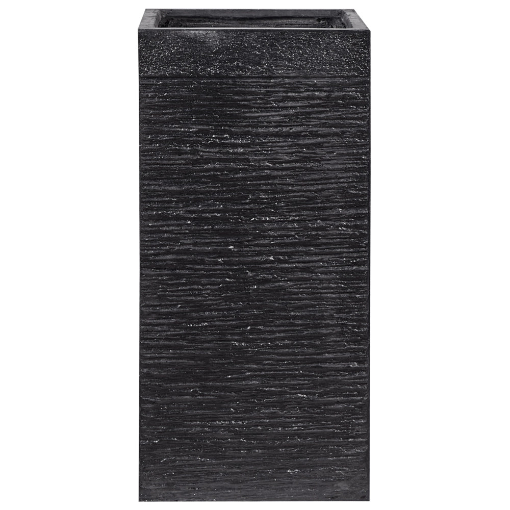 Vaso per piante Fioriera alta in argilla in fibra nera quadrata 33 x 33 x 70 cm Accessori da giardino per interni ed esterni