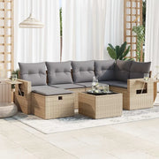 Set Divani da Giardino 7 pz con Cuscini Beige in Polyrattan 3325495