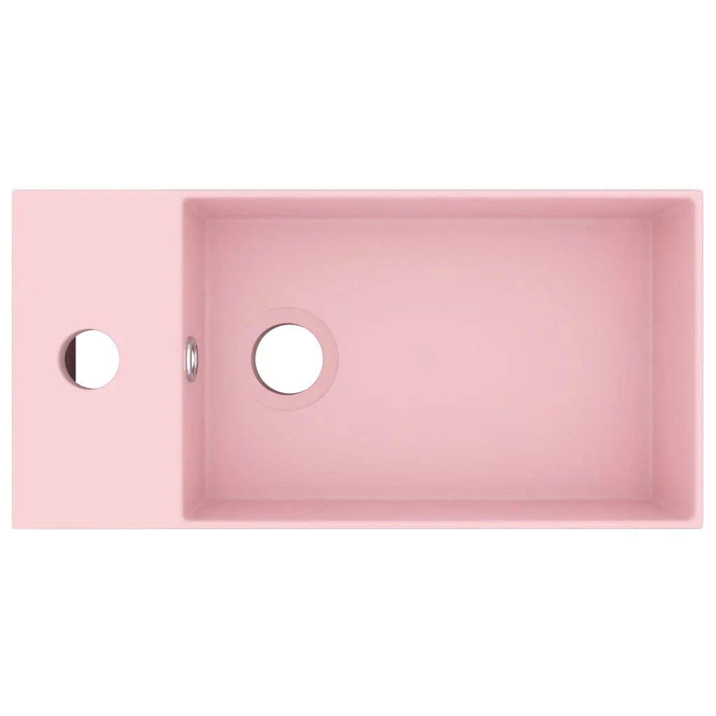 Lavabo bagno con troppopieno da appoggio wc lavabo cucina lavabo stanza cosmetici casa 48 x 25 cm ceramica rosa 02_0002730