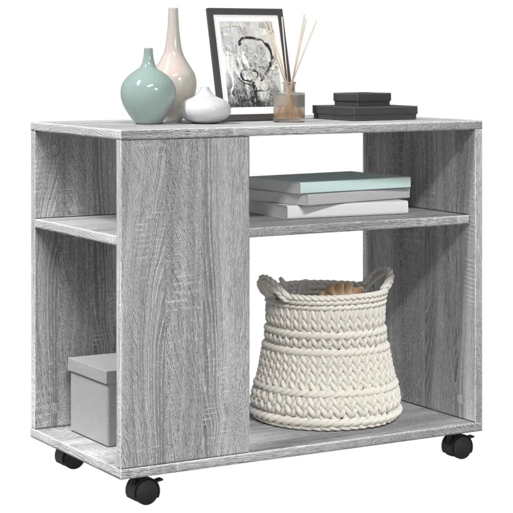 Tavolino con Ruote Grigio Sonoma 70x35x60 cm in Truciolato 853151