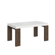 Tavolo Allungabile 160/264x90x77 cm Roxell Mix piano Bianco Frassino gambe Noce
