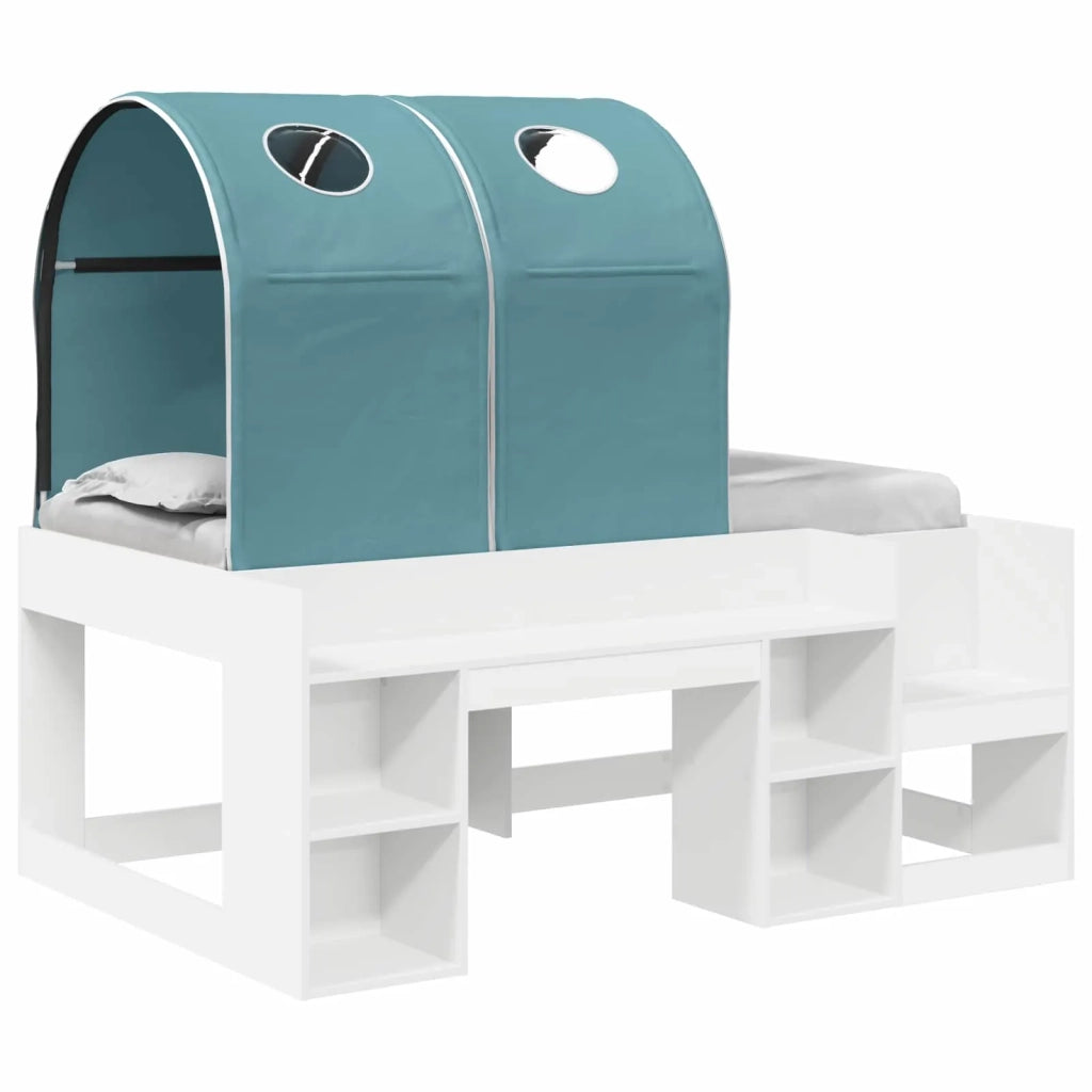 Letto con Tunnel 4 pcs Bianco e azzurro Legno ingegnerizzato