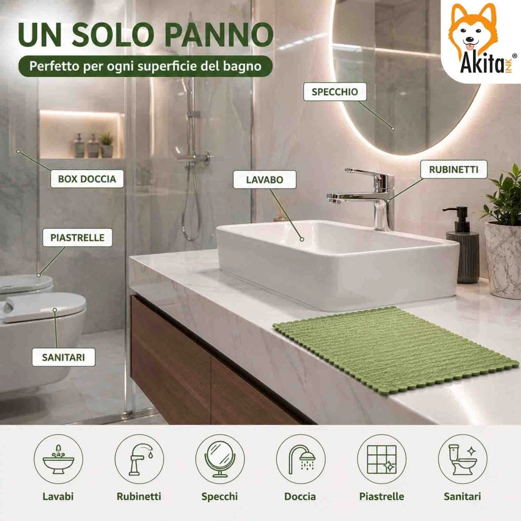 Akitaink 3 Panni in Microfibra Bagno 38x35 cm