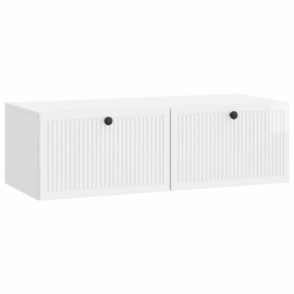 Mobile Porta TV da Muro Bianco Lucido 98 x 41 x 30 cm