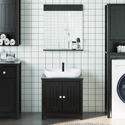 Set Mobili da Bagno 2 pz BERG Nero in Legno Massello di Pino 3206493