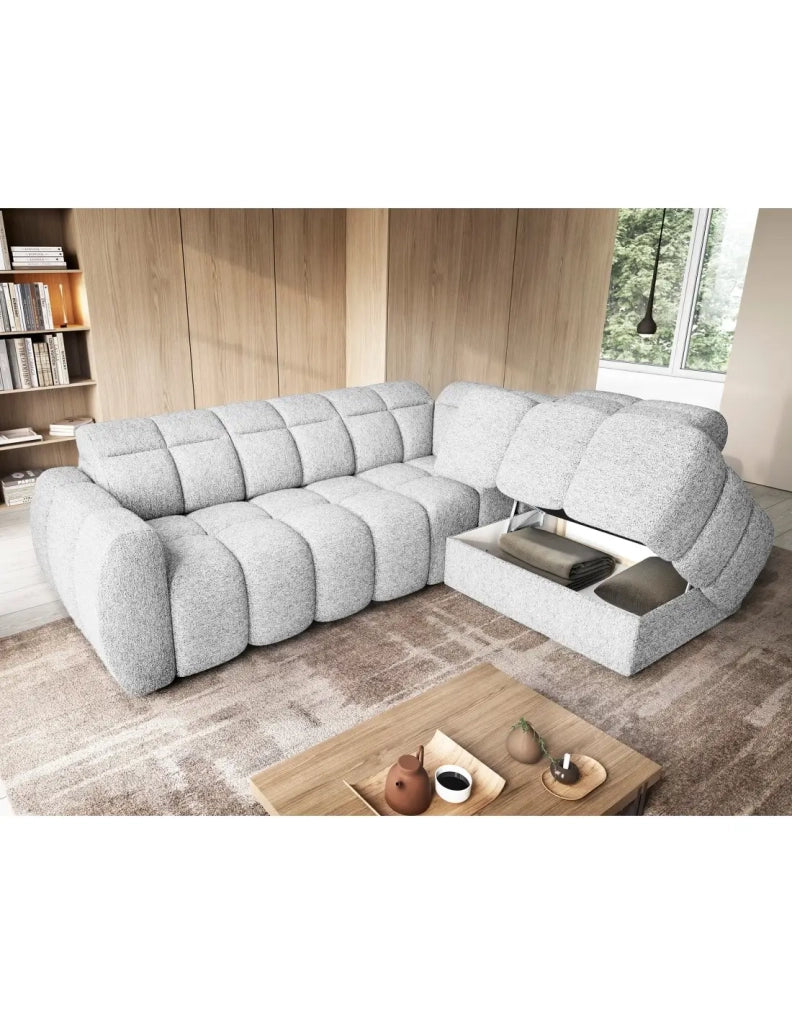 Divano ad angolo elettrico RONDA 4 posti grigio chiaro – angolo destro