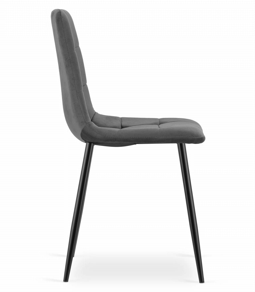 Sedia Valora PYRA in velluto grigio scuro, design moderno x3