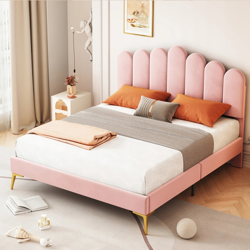 Letto Matrimoniale 140x200 - Xylo - Rosa, Senza Materasso