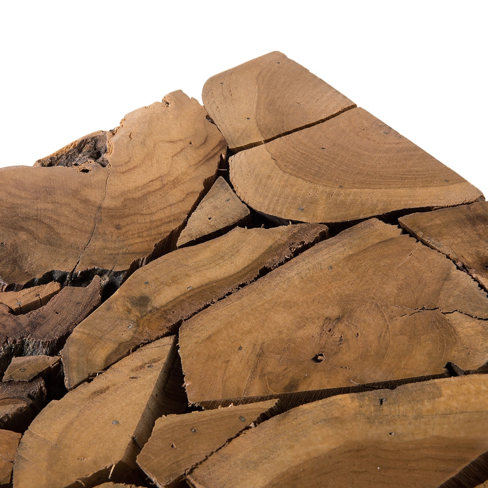 Tavolino in Legno di Teak Marrone Chiaro a Mosaico 30 x 30 cm tavolo laterale stile rustico