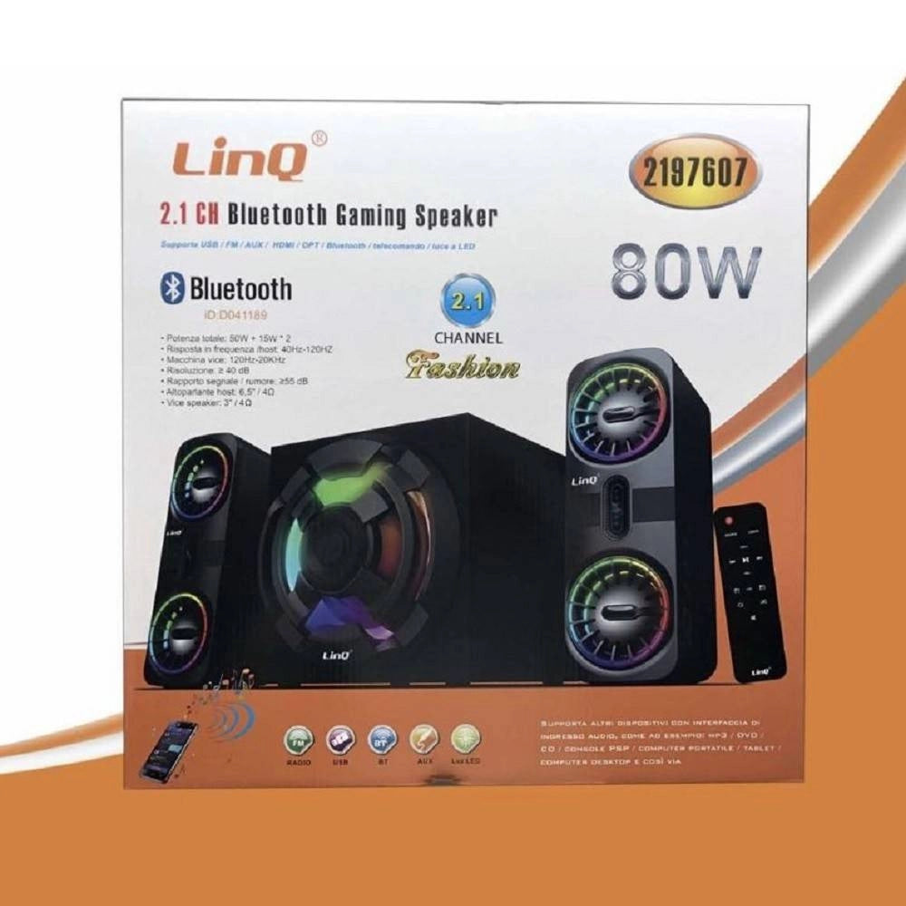 Trade Shop - Sistema Altoparlanti Speaker Casse Bluetooth Gaming 2.1ch Luce Led 80w 2197607 -