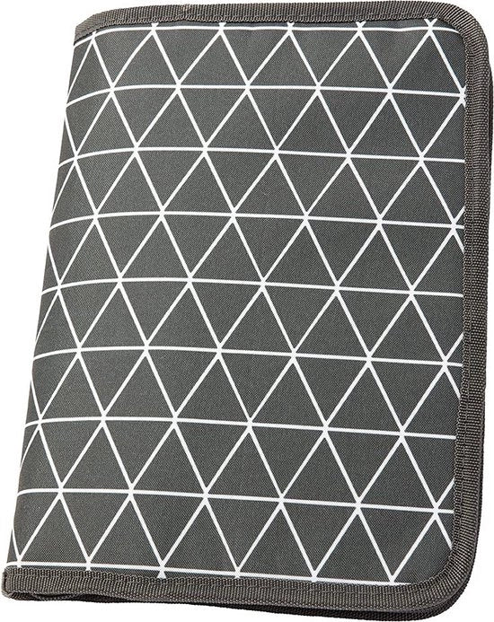 Luiertas per viaggio (colore e disegno a scelta), borsa pratica con tasche per pannolino, asciugamani umidi e simili, Grigio scuro/Triangolo