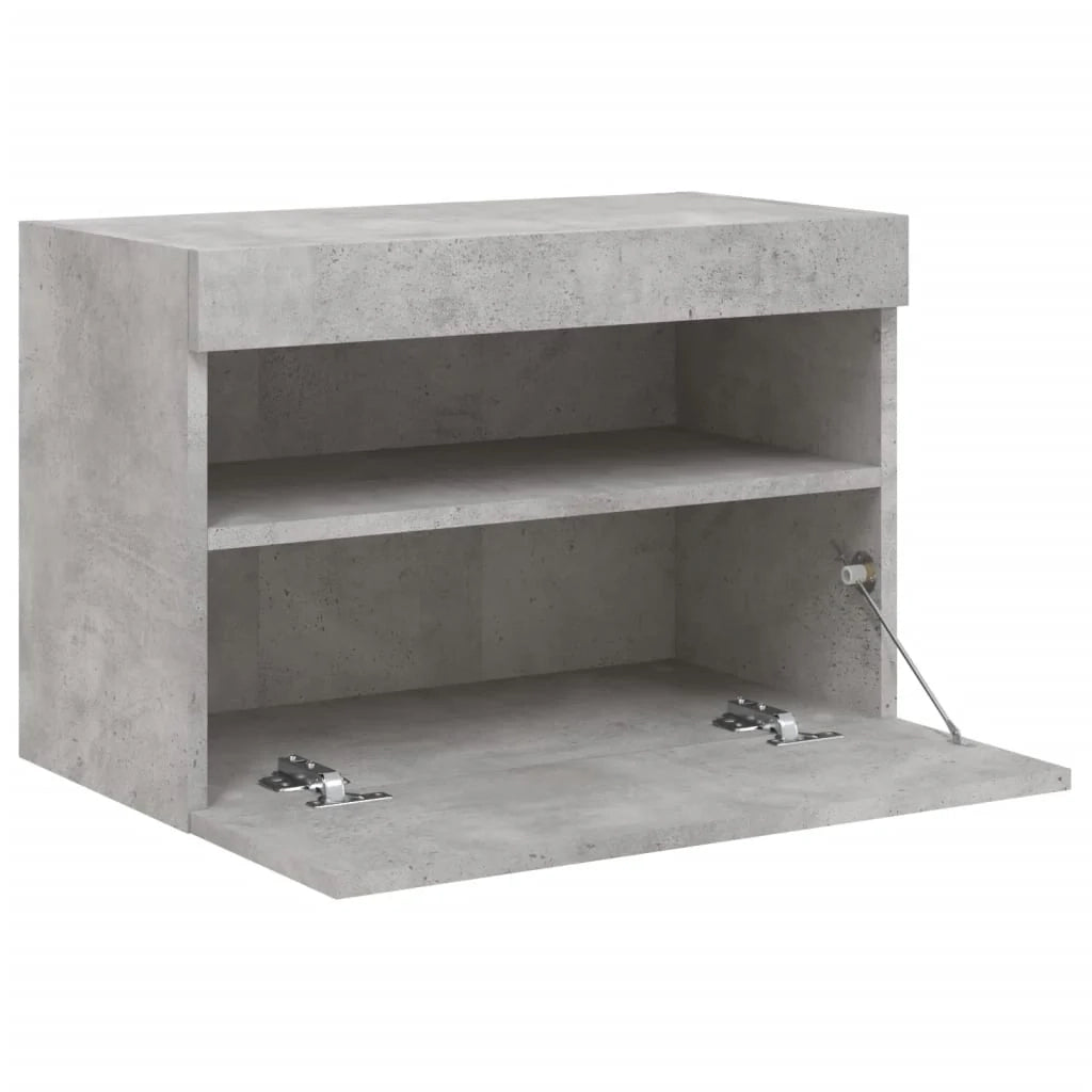 Mobile TV multimediale scaffale TV credenza mobile TV sala da pranzo soggiorno camera da letto montaggio a parete con luci LED 60 x 30 x 40 cm grigio 02_0027899