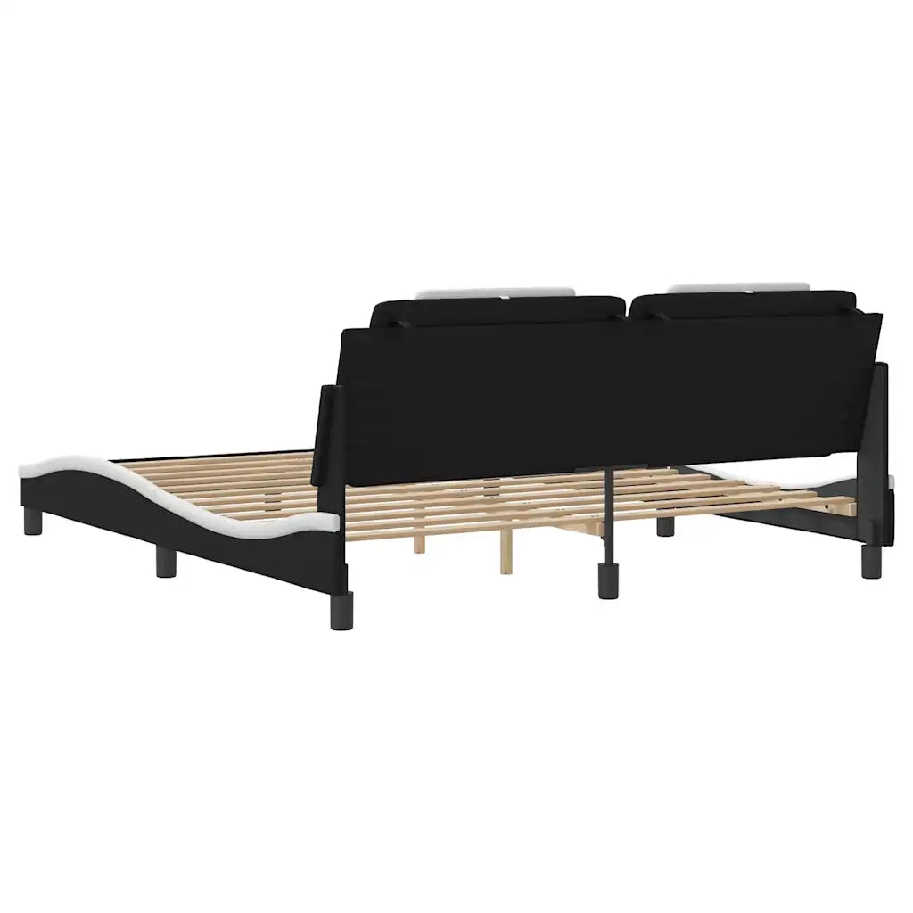 Giroletto Viana senza Materasso Nero e Bianco 180x200 cm in Similpelle 3208115