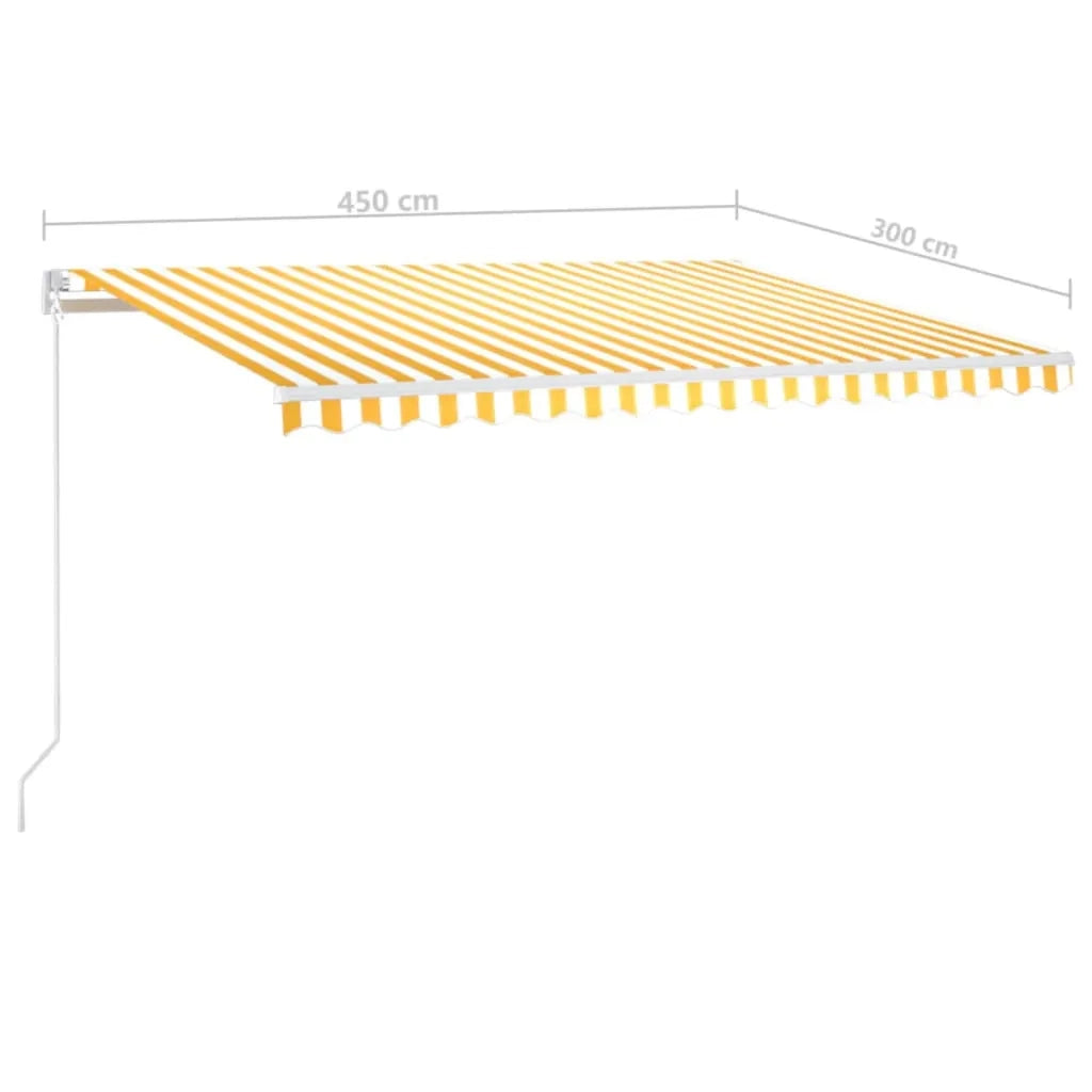 Tenda da Sole Retrattile Manuale 450x300 cm Gialla e Bianca 3068918