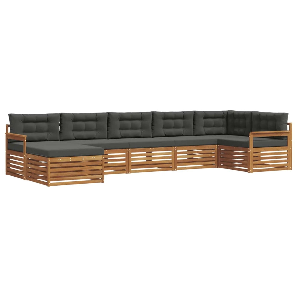 Set di divani da esterno con cuscino 7 pcs Naturale e Antracite