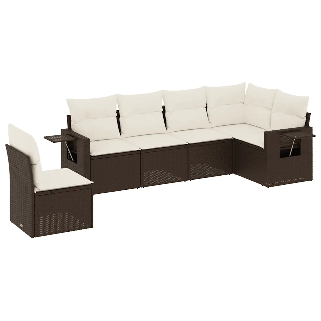 Set Divano da Giardino 6 pz con Cuscini Marrone in Polyrattan 3220232