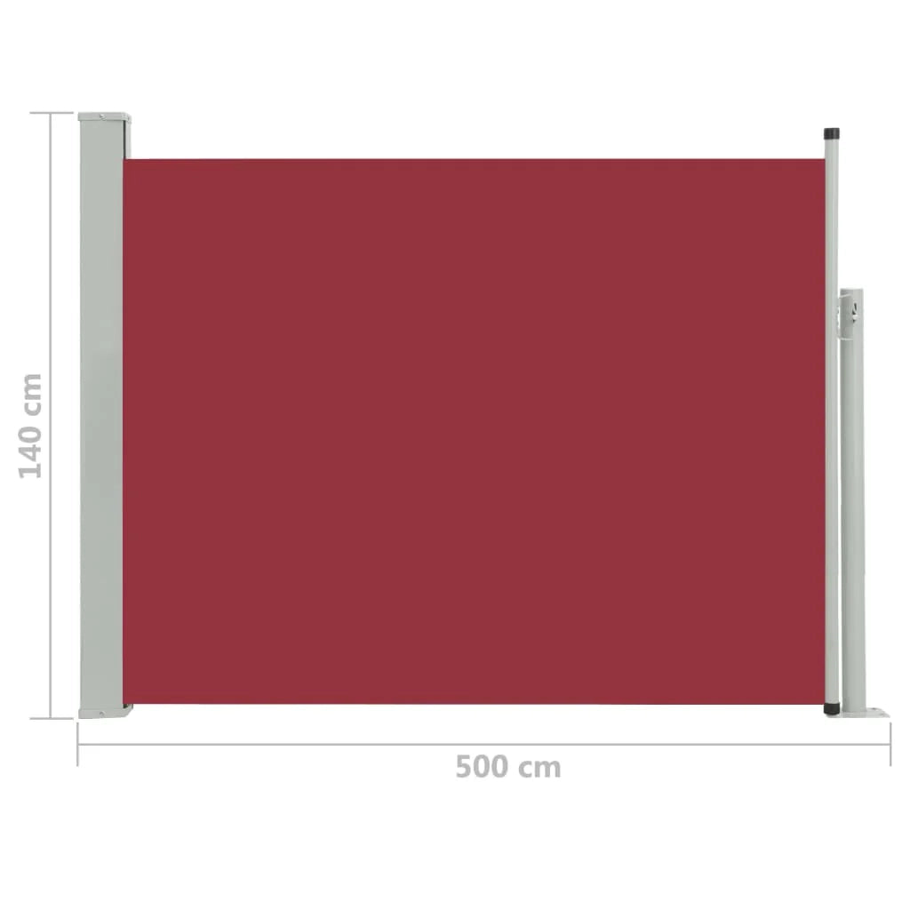 Tenda da sole laterale retrattile/schermo privacy per patio giardino terrazza balcone 140 x 500 cm rosso 02_0007260