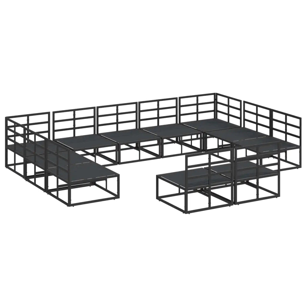 Set Divano da Giardino con cuscino 11 pcs Nero Alluminio 3378916