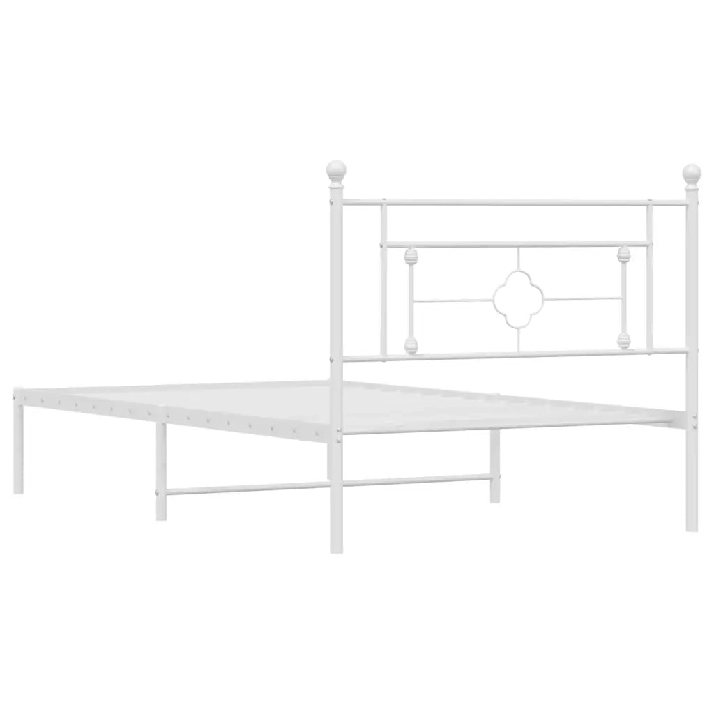 Letto singolo | Letto per adulti | Giroletto con Testiera Metallo Bianco 107x203 cm