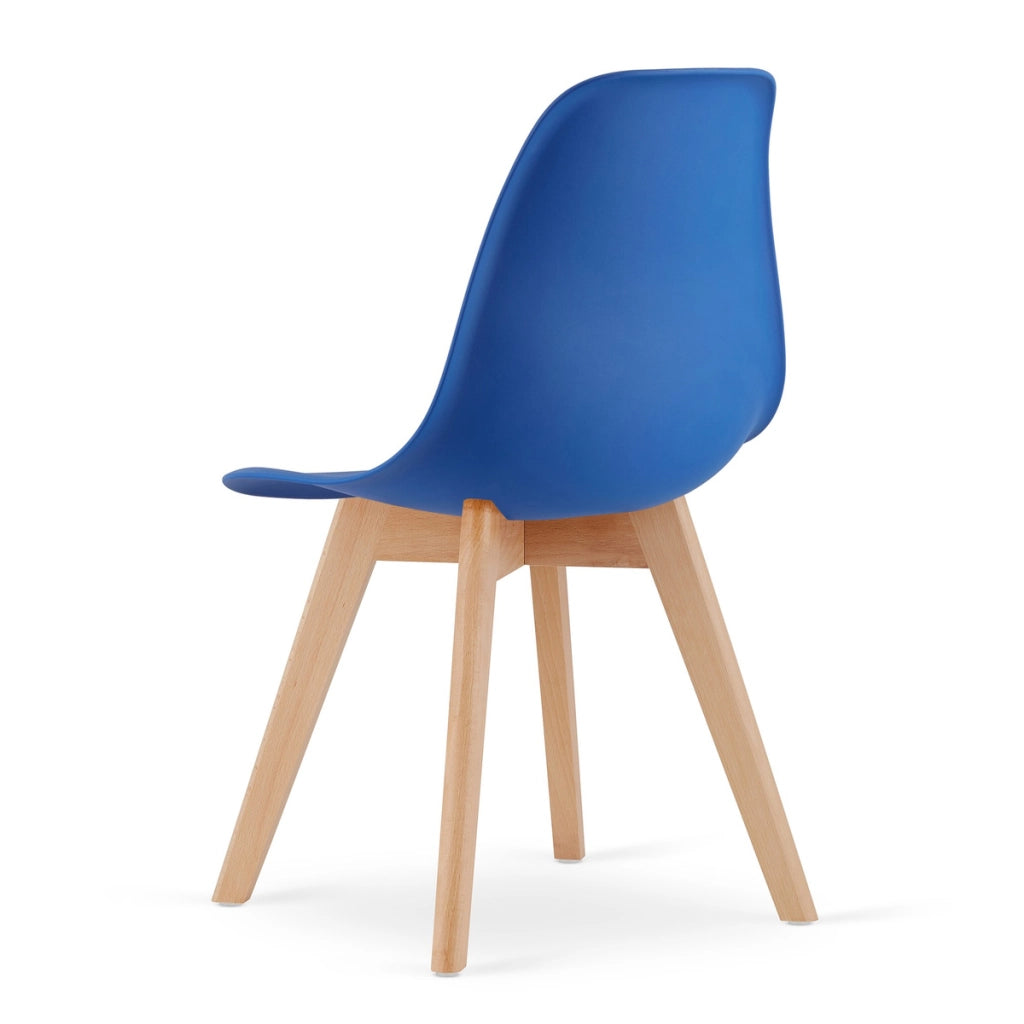 Set di 4 Sedie Kito in Polipropilene Blu con Gambe in Legno di Faggio