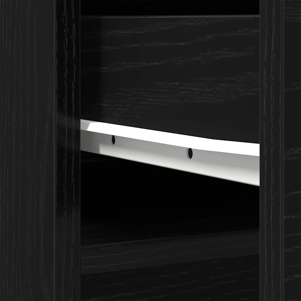 Credenza Rovere Nero 37,5x35x180 cm in Legno Multistrato 861662