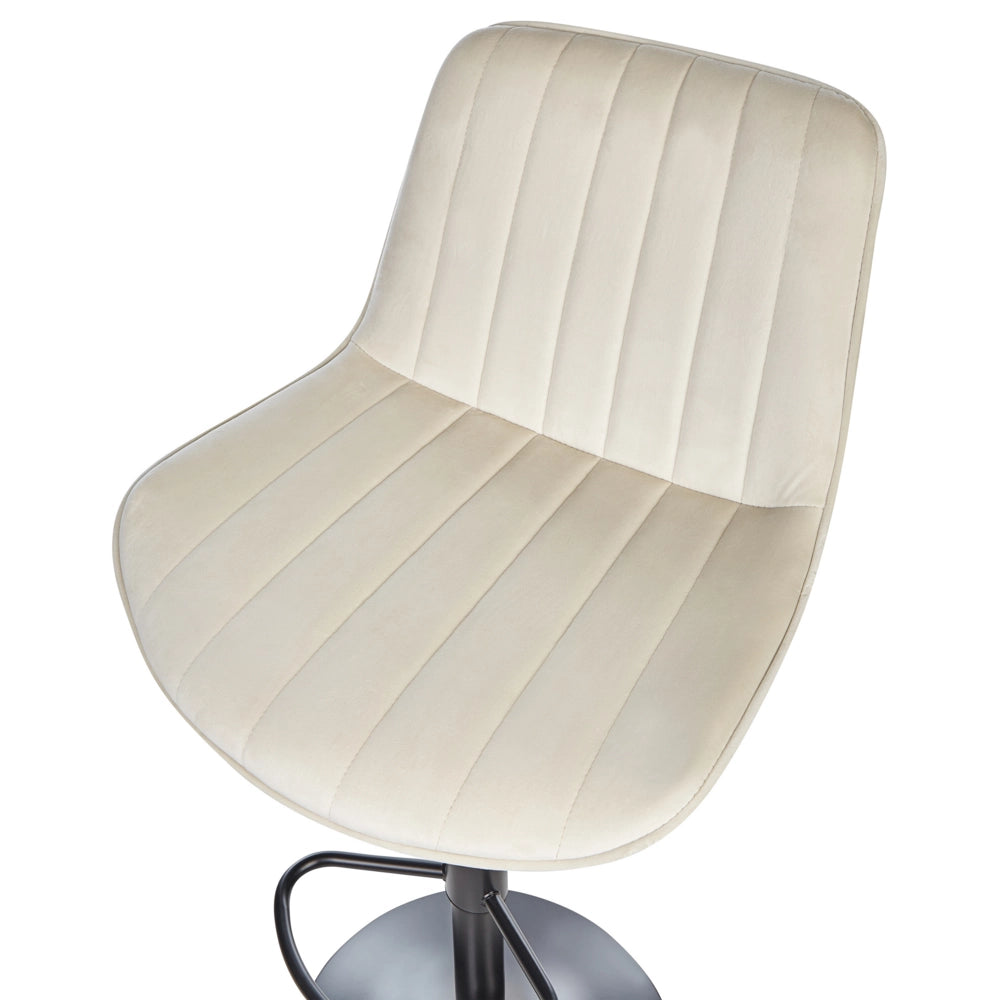 Set di 2 sedie da bar in velluto beige chiaro gambe in acciaio nero senza braccioli set da pranzo salotto soggiorno moderno