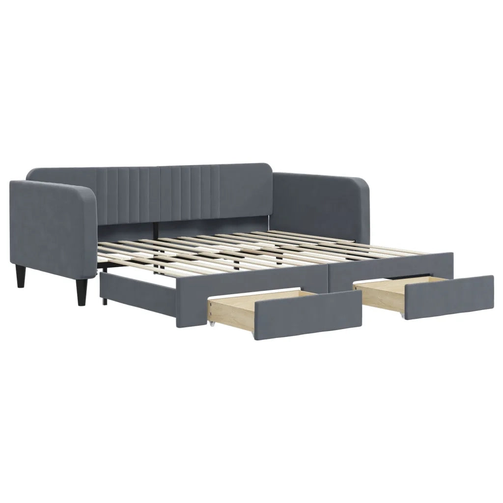 Divano Letto Estraibile Cassetti-Sofa Letto-Daybed Grigio Scuro 100x200cm Velluto 401962